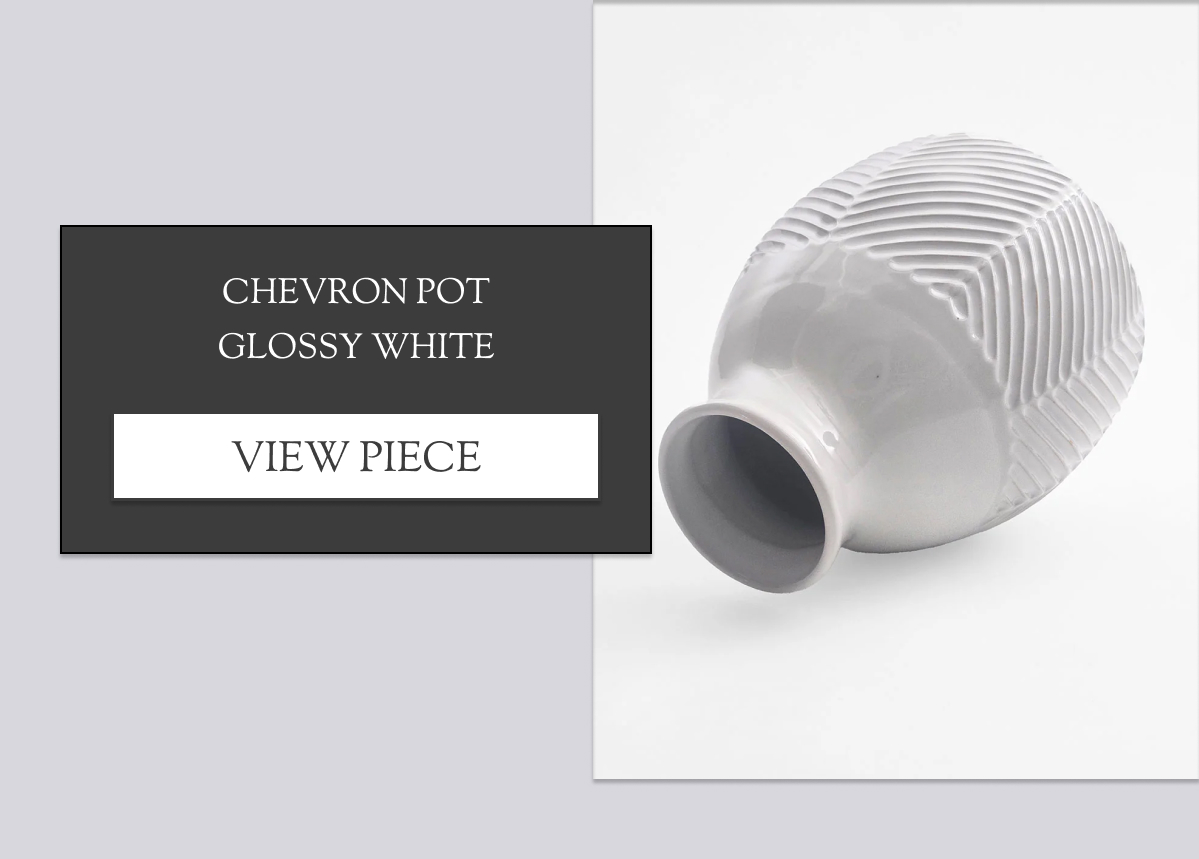 Chevron Pot Glossy White