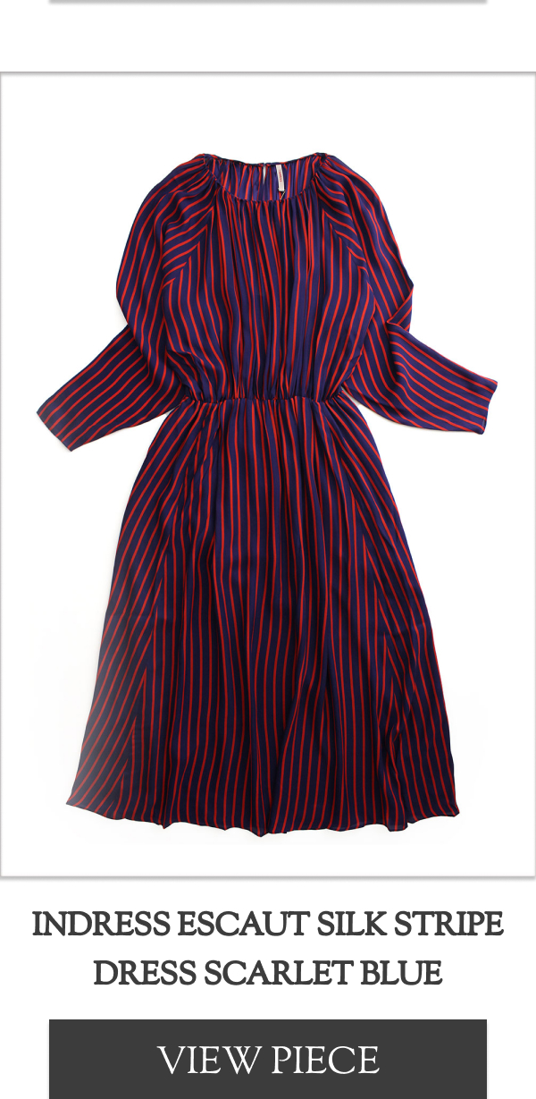 Indress Escaut Silk Stripe Dress Scarlet Blue