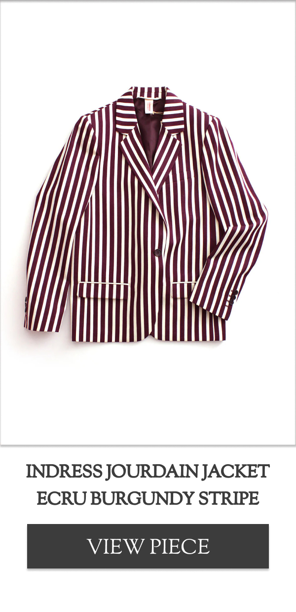 Indress Jourdain Jacket Ecru Burgundy Stripe 