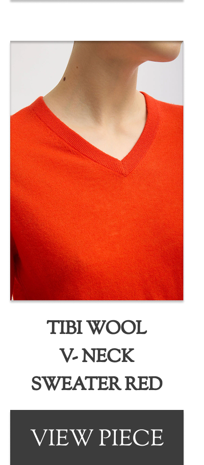 Tibi Wool V- Neck Sweater Red
