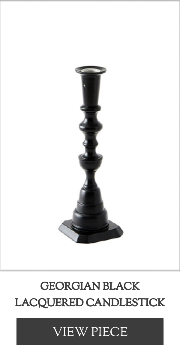 Georgian Black Lacquered Candlestick