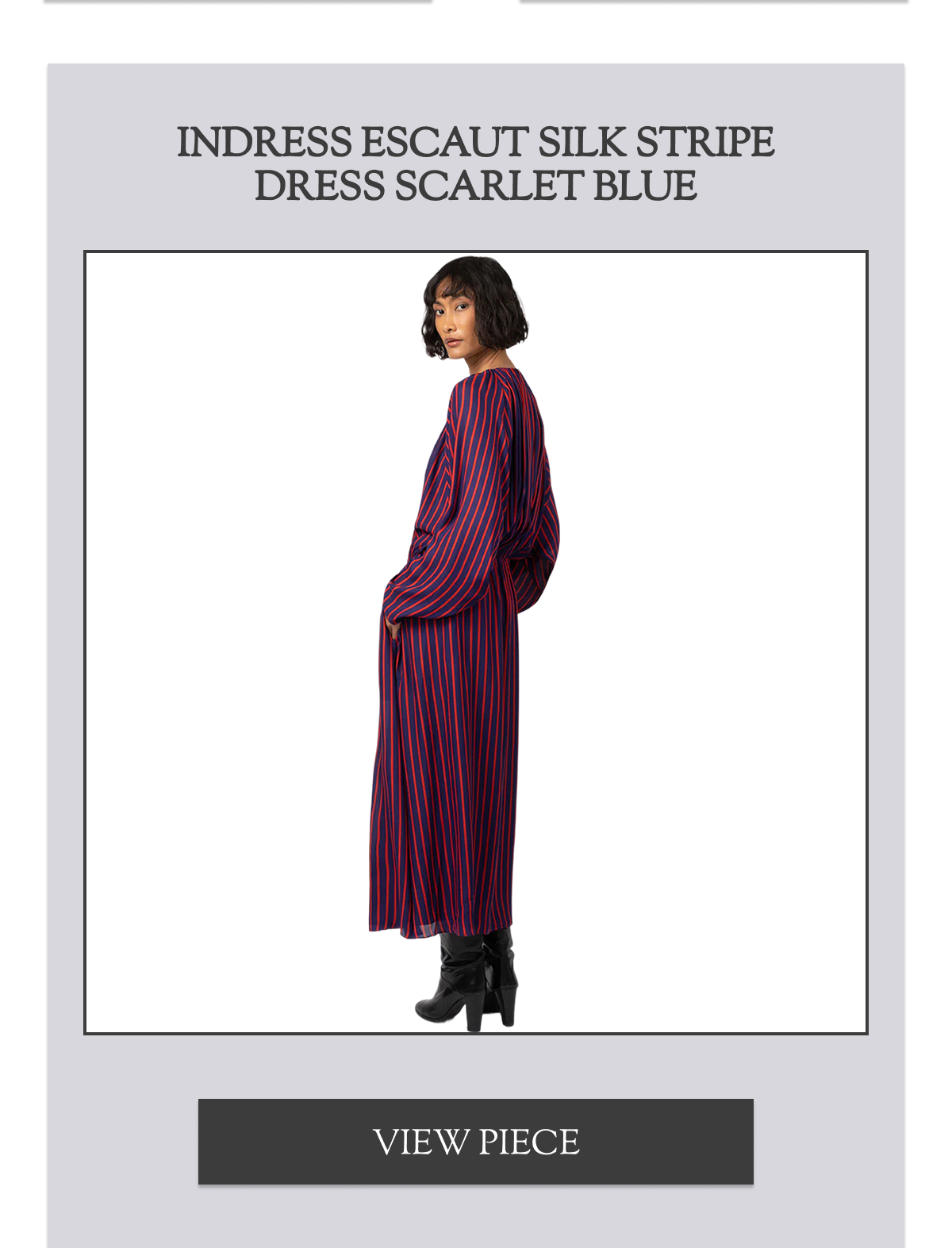 Indress Escaut Silk Stripe Dress Scarlet Blue