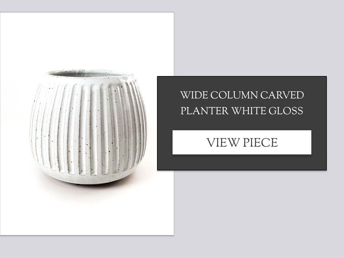 Wide Column Carved Planter White Gloss