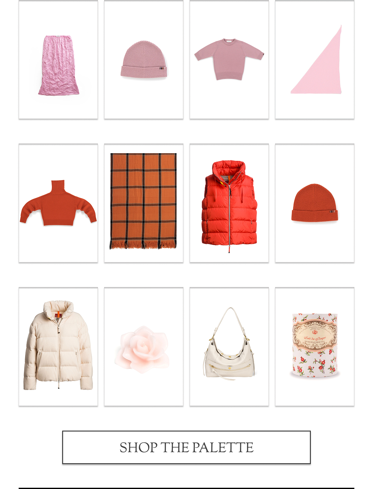 Burgundy, pink, and orange – expressed in soft textures and timeless shapes.