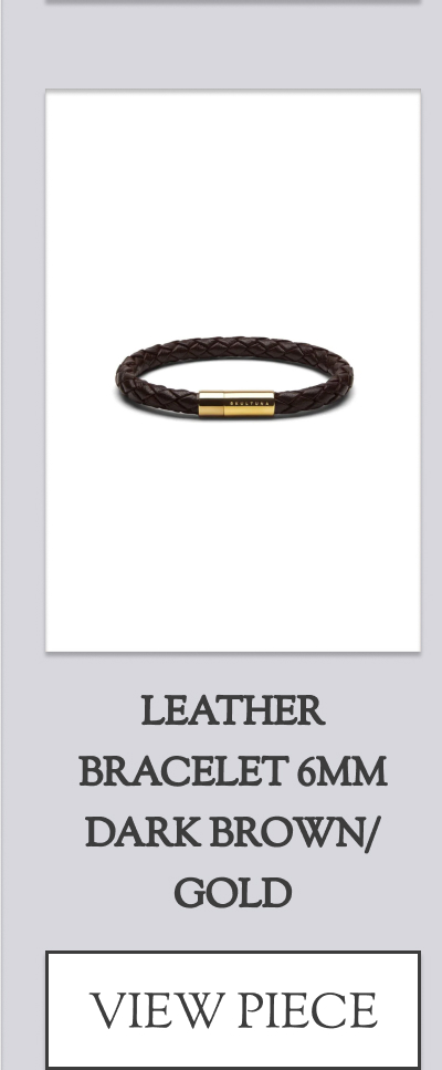 Leather Bracelet 6mm Dark Brown/ Gold