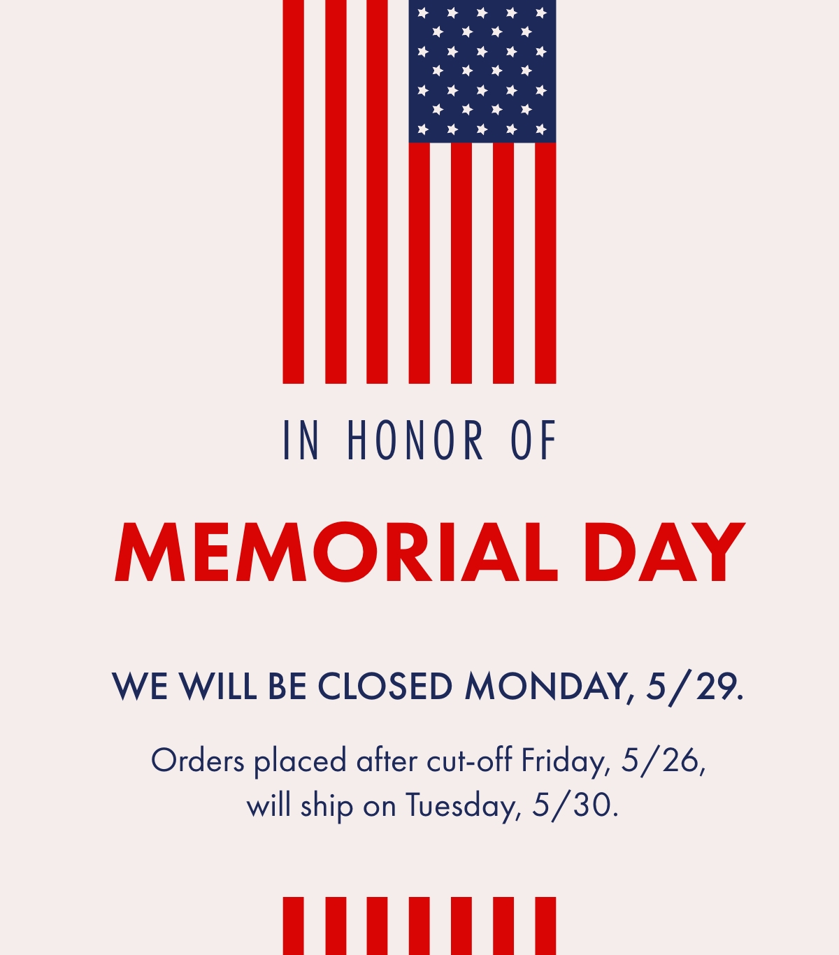 Memorial Day Hours alphabroder