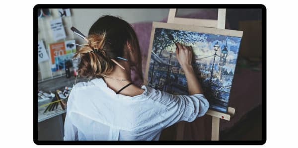 Artist painting scenery 