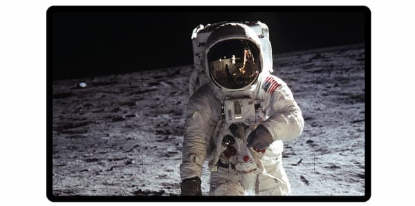 Astronaut in full space suit on the moon 