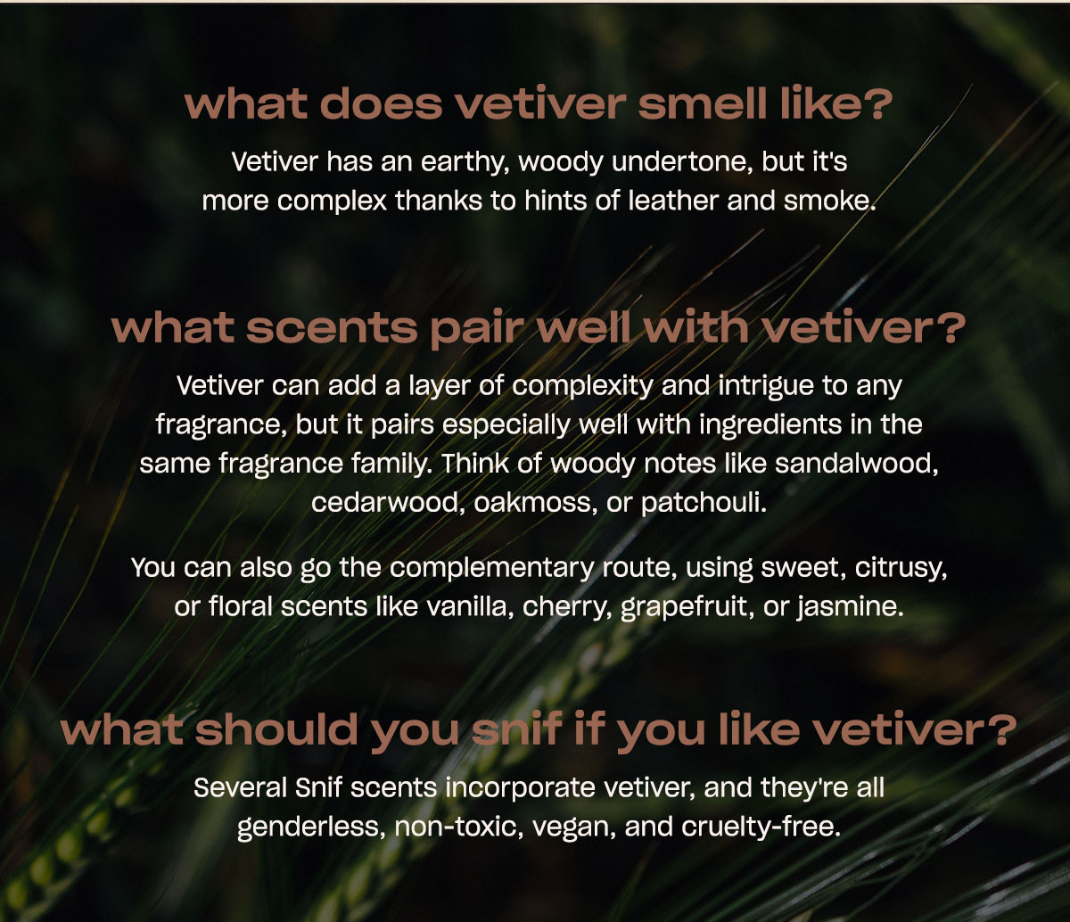 What does vetiver smell like? Snif