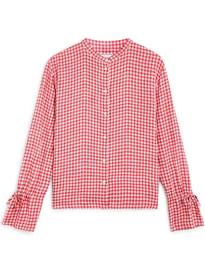 Rye Blouse: Linen, Post Box Red Gingham