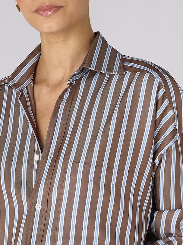 The Weekend: 100% TENCEL™ Lyocell, Mocha Multi-Stripe