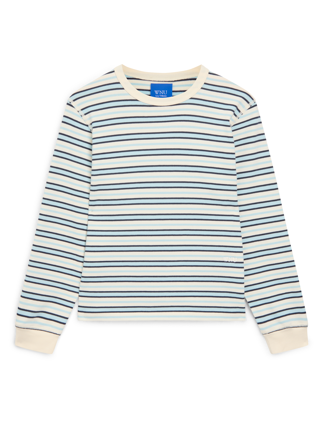 Katergo Top: Cotton Jersey, Icy Blue and Ecru Stripe