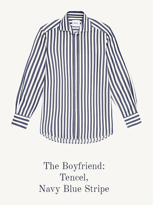 The Boyfriend Tencel Navy Blue Stripe 