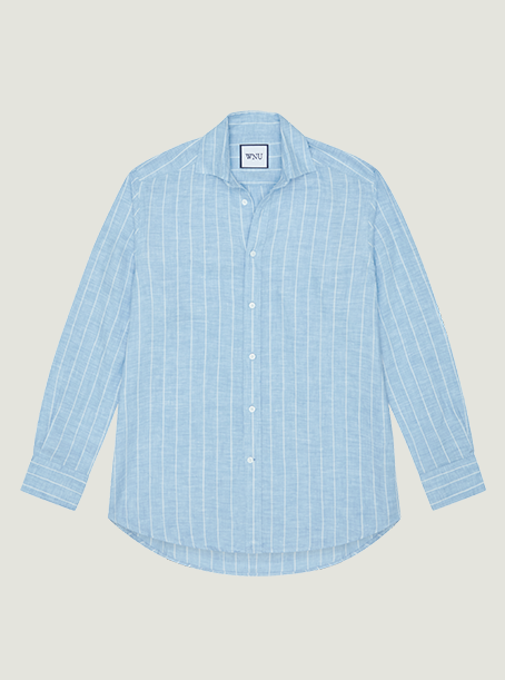 The Boyfriend Linen Sky Blue Stripe