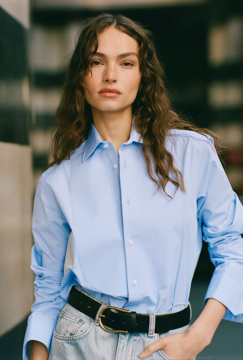 The Dress Shirt Curved Bib: Poplin, Sky Blue