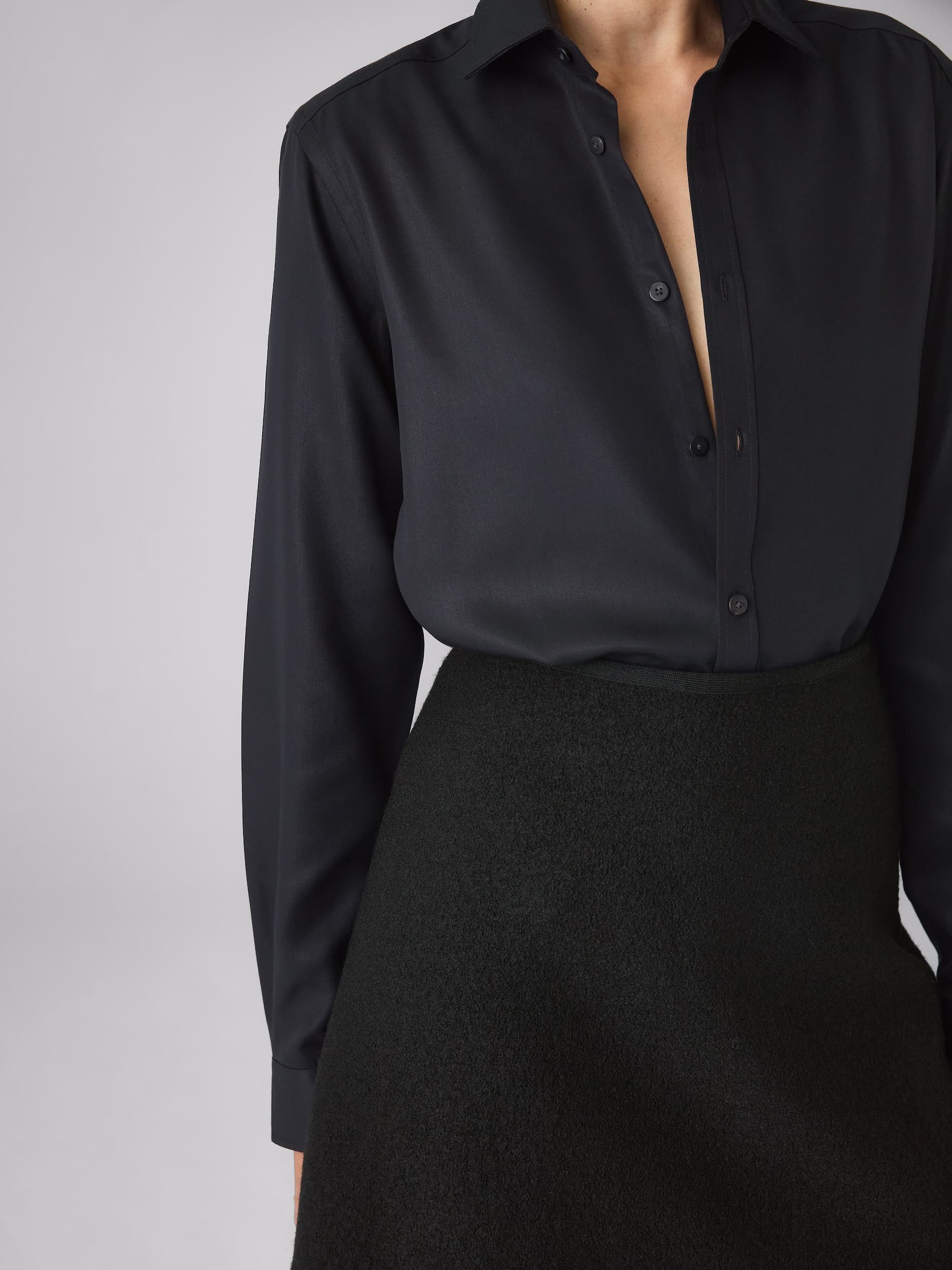Romy Mini Skirt: Boiled Wool, Black
