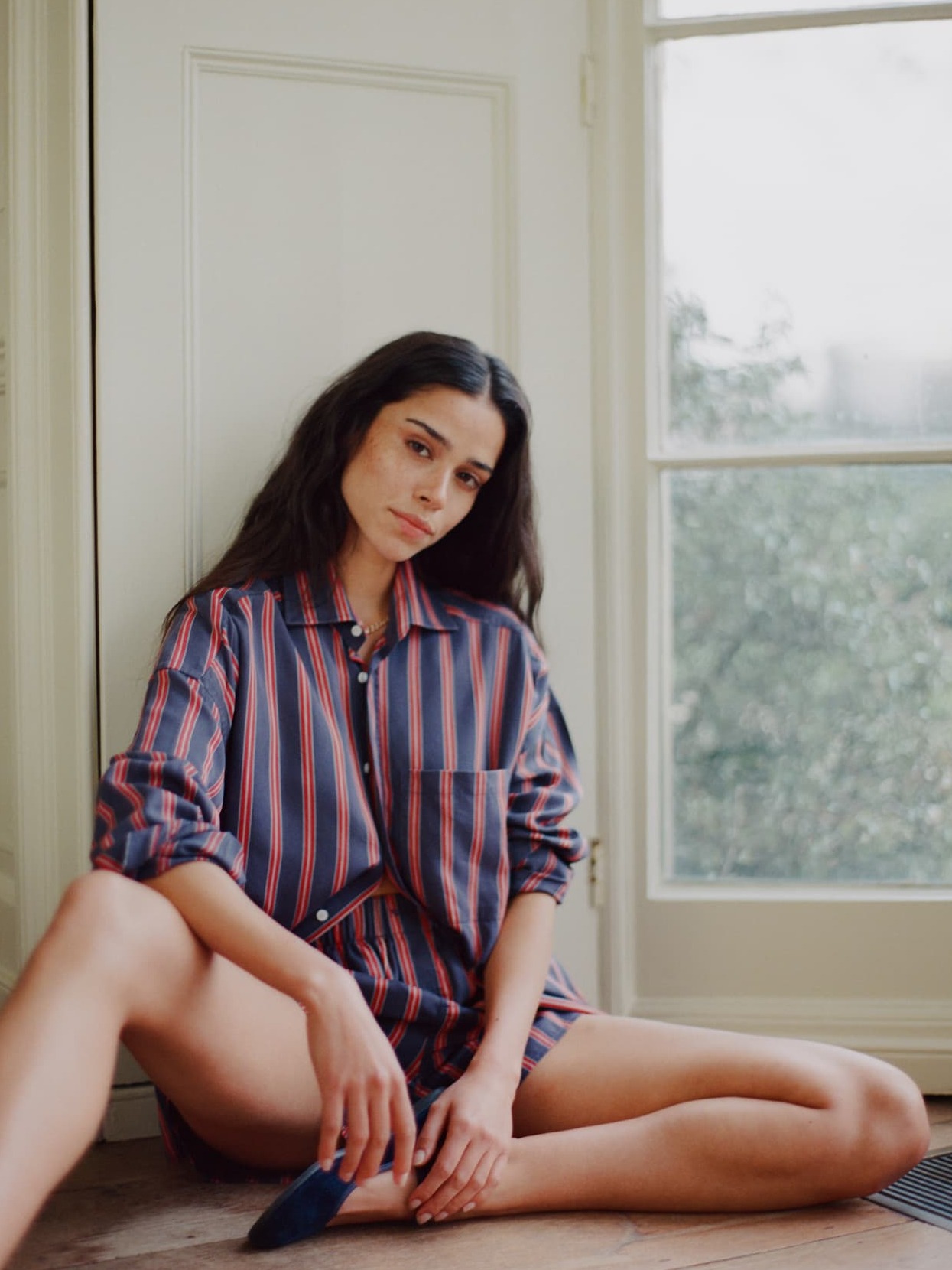 The Weekend: TENCEL™ Lyocell, Navy Blue and Red Stripe