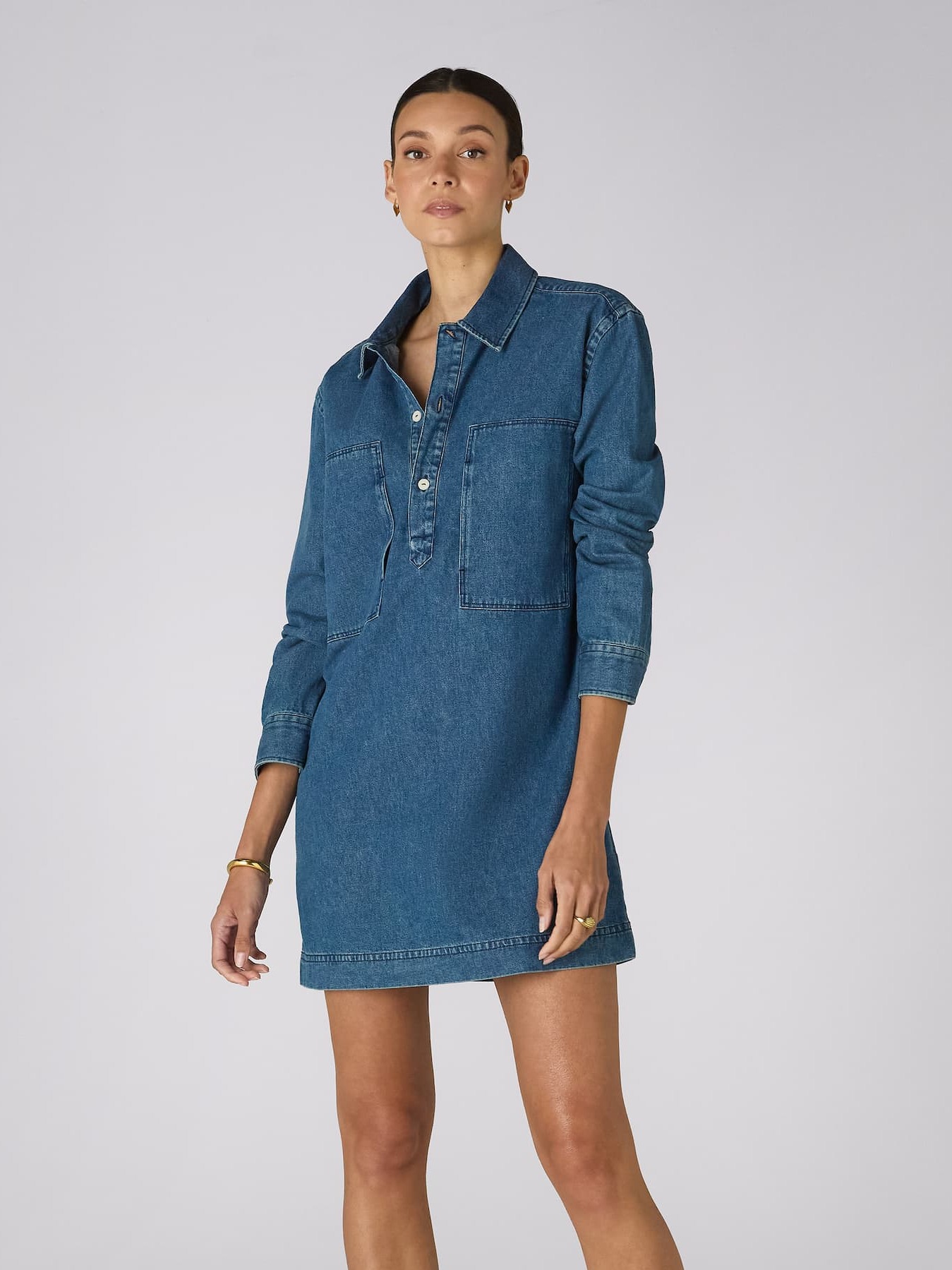 Serge Dress: Denim, Mid Blue