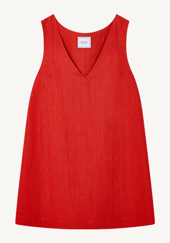 Sloane Dress: Linen, Red