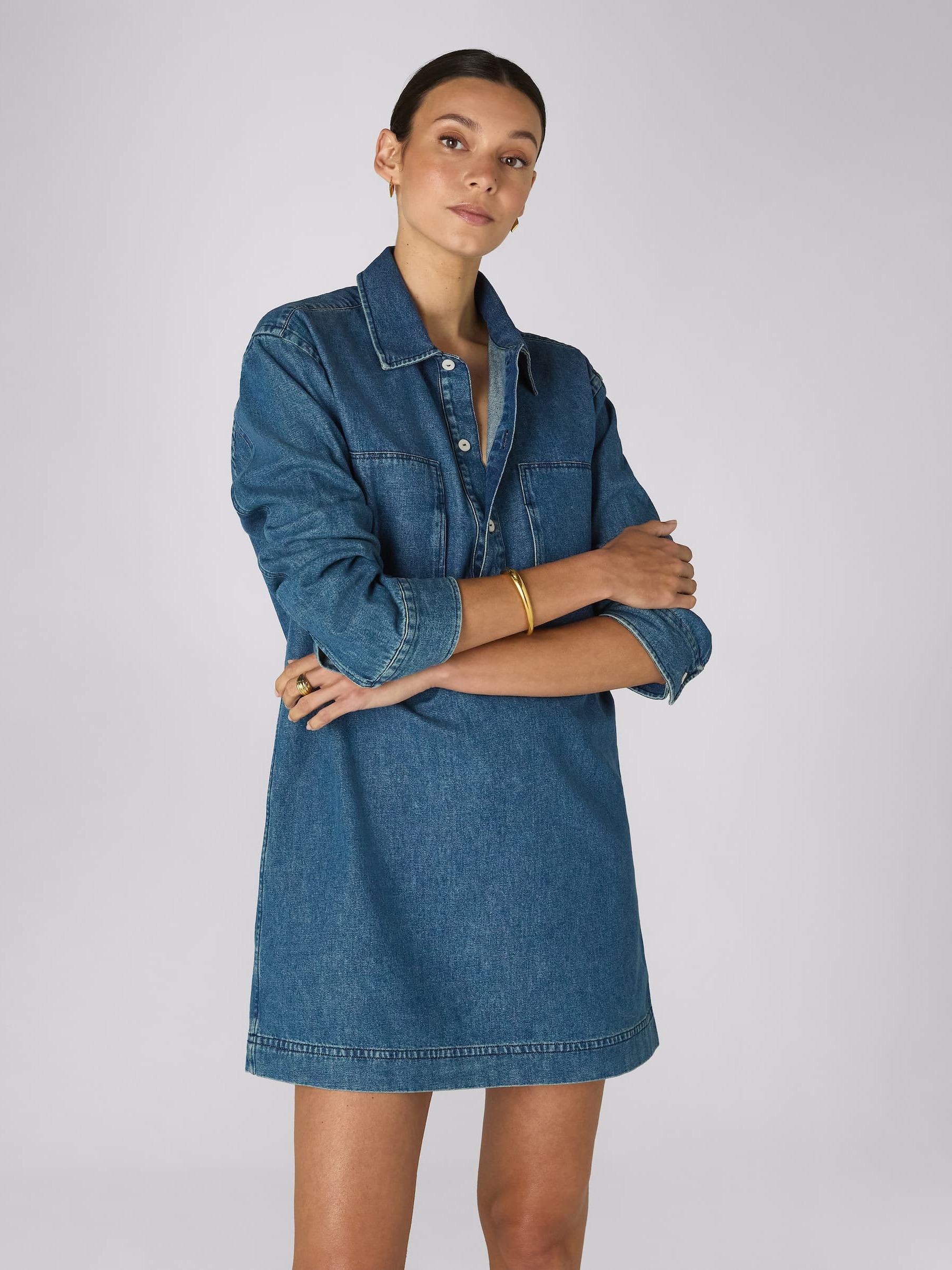 Serge Dress: Denim, Mid Blue