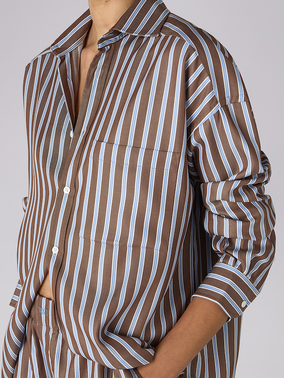The Weekend: 100% TENCEL™ Lyocell, Mocha Multi-Stripe