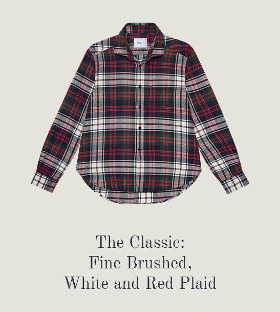 The Classic Fine Brushed White and Red Plaid 