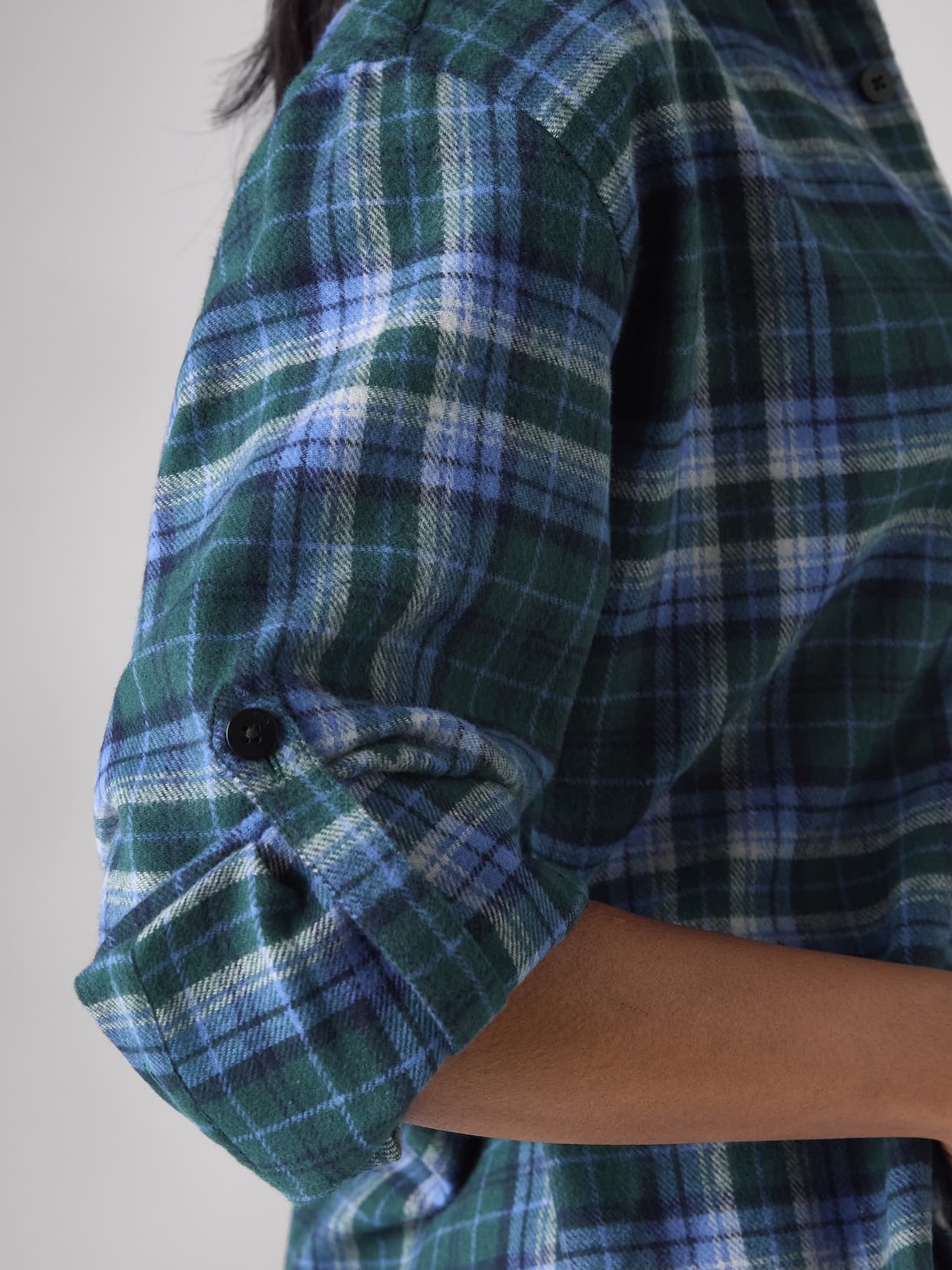 The Oversized: Thick Brushed, Blue and Green Check