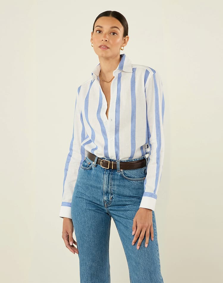 The Boyfriend Weave Ocean Blue Stripe 