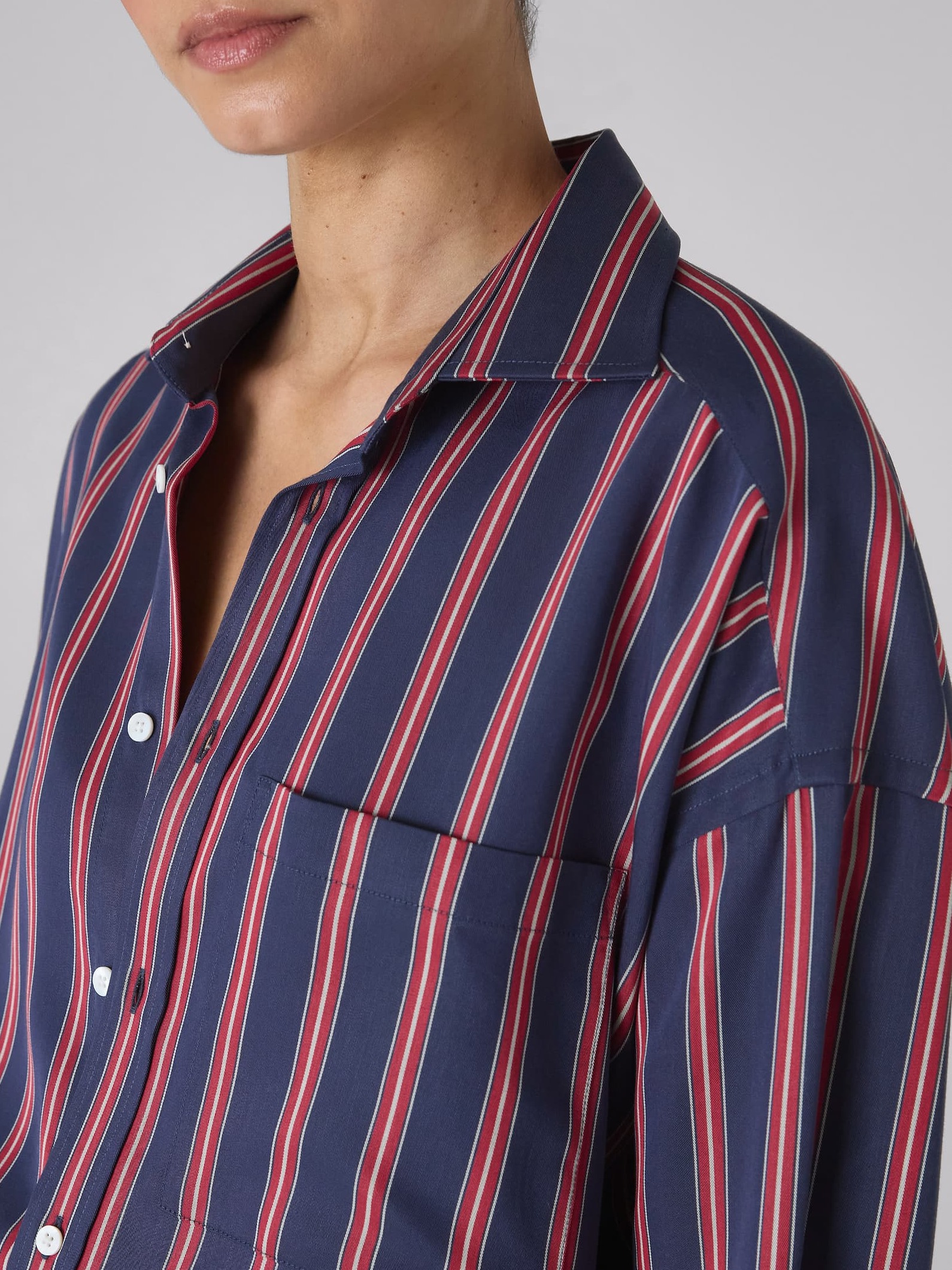 The Weekend: TENCEL™ Lyocell, Navy Blue and Red Stripe