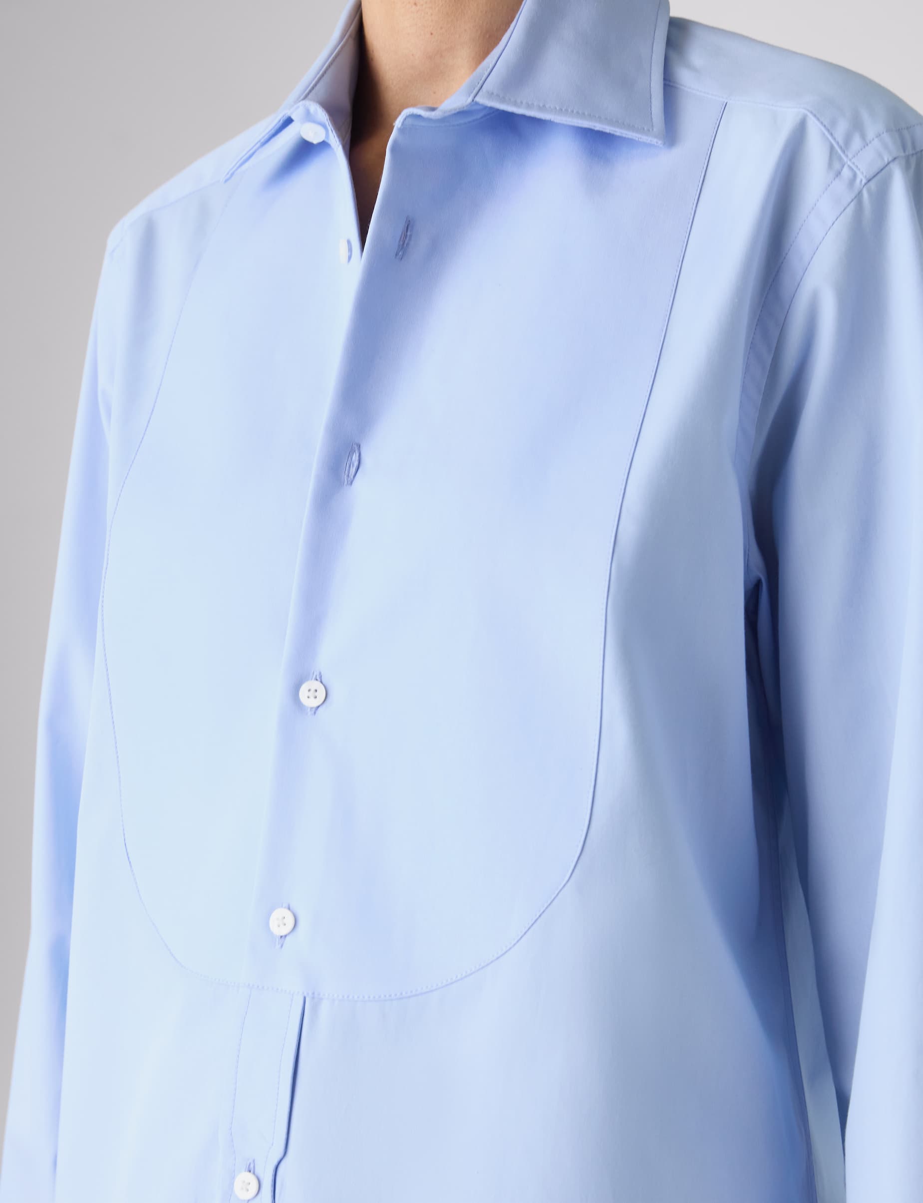 The Dress Shirt Curved Bib: Poplin, Sky Blue