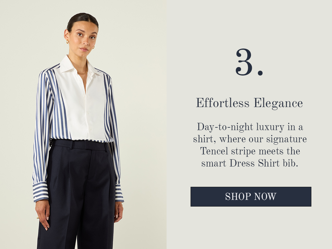 The Dress Shirt: Tencel, Navy Blue Stripes