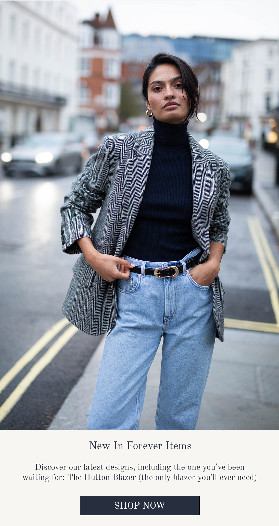 Hutton Blazer Wool Grey Herringbone 