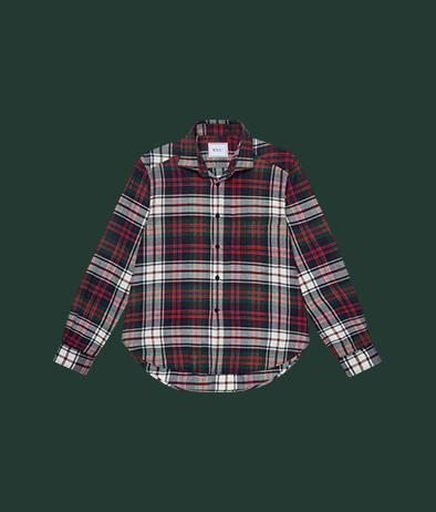 The Classic Fine Brushed White and Red Plaid 