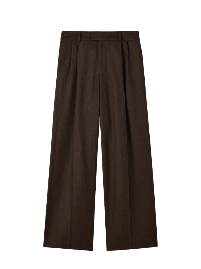 Rampling Trouser: Wool, Dark Brown Herringbone