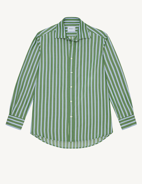The Boyfriend: Tencel, Green Multi Stripe 