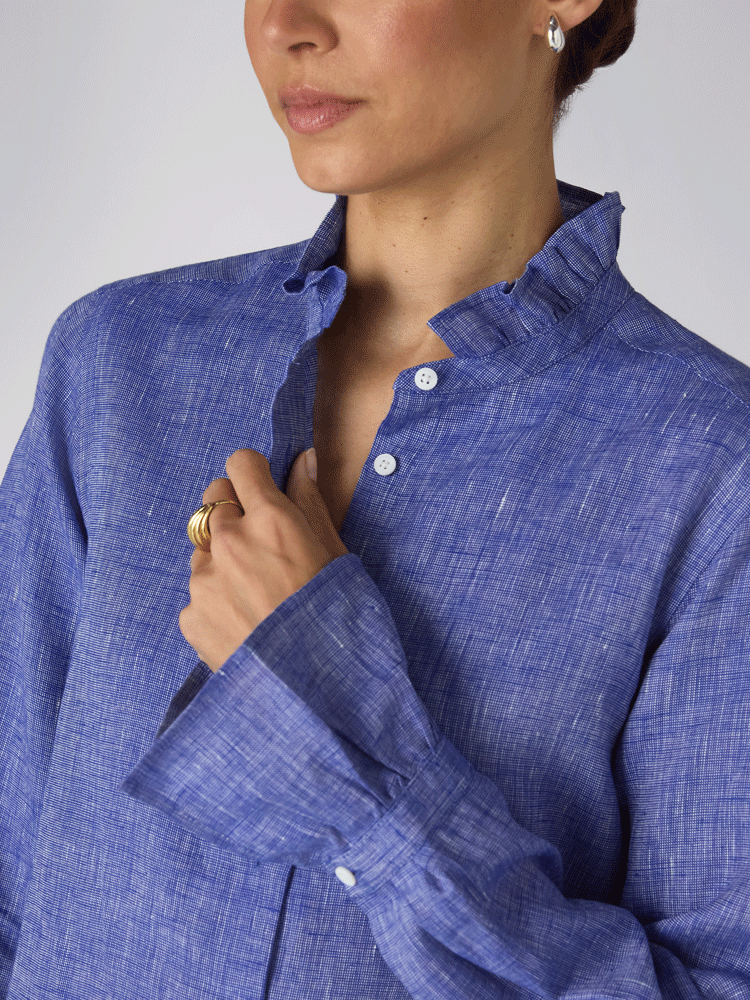 Kew Blouse: Linen, Lapis Blue