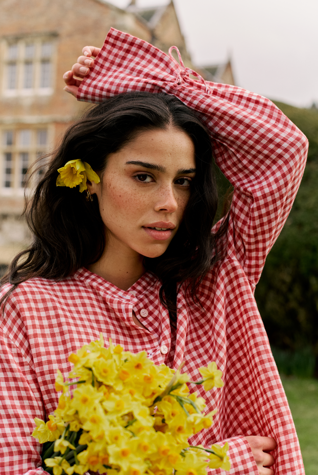 Rye Blouse: Linen, Post Box Red Gingham