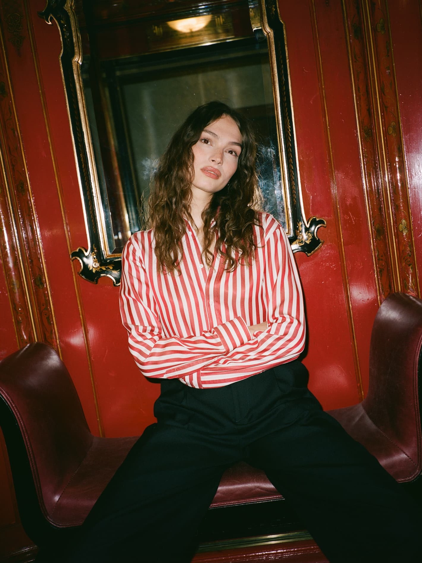 The Boyfriend: Tencel, Maple Red Stripe 