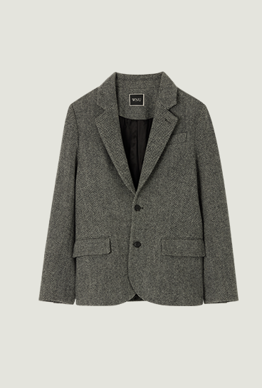 Hutton Blazer Wool Grey Herringbone