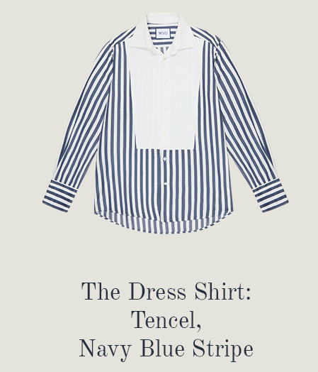The Dress Shirt: Tencel, Navy Blue Stripe