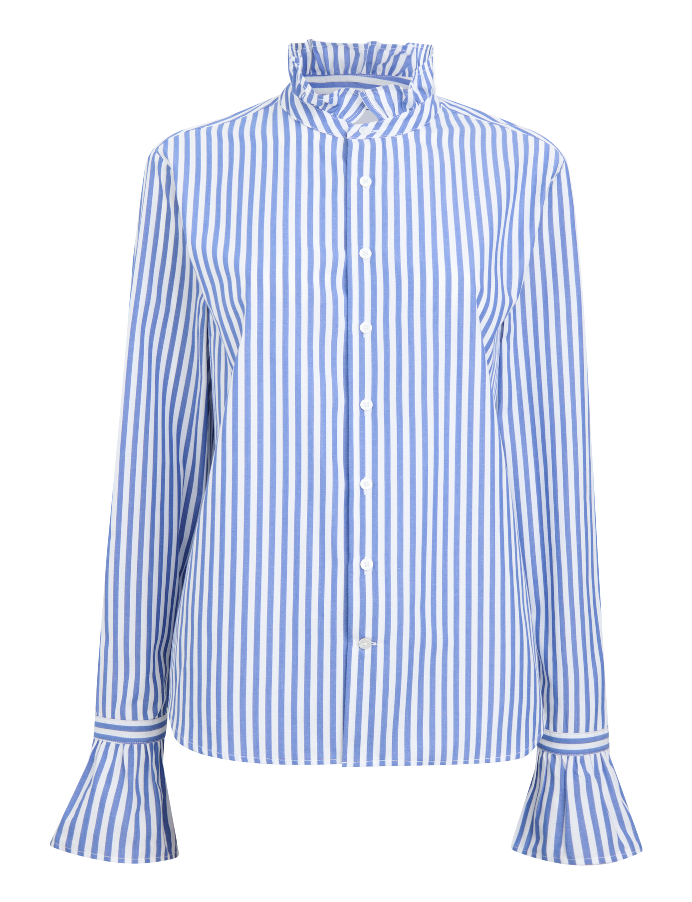 Kew Blouse: Fine Poplin, Royal Blue Stripe