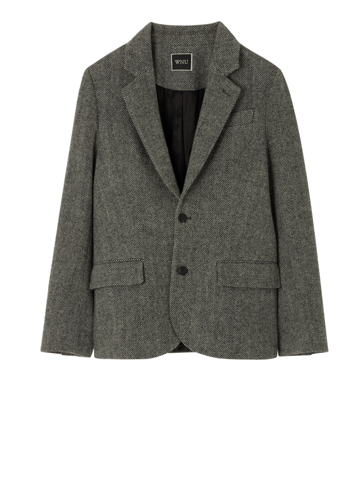 The Hutton Blazer: Grey Herringbone