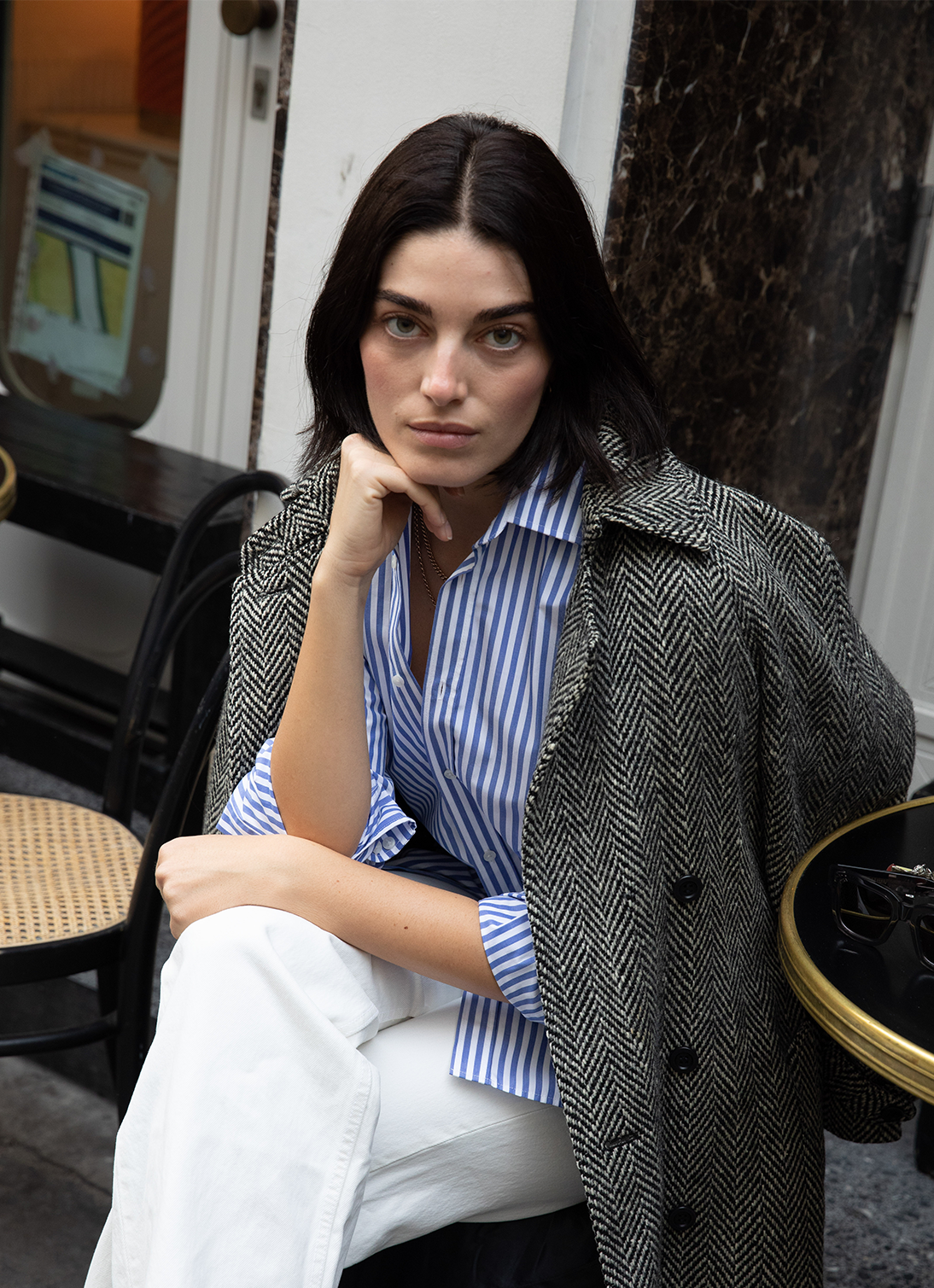The Boyfriend: Fine Poplin, Royal Blue Stripe