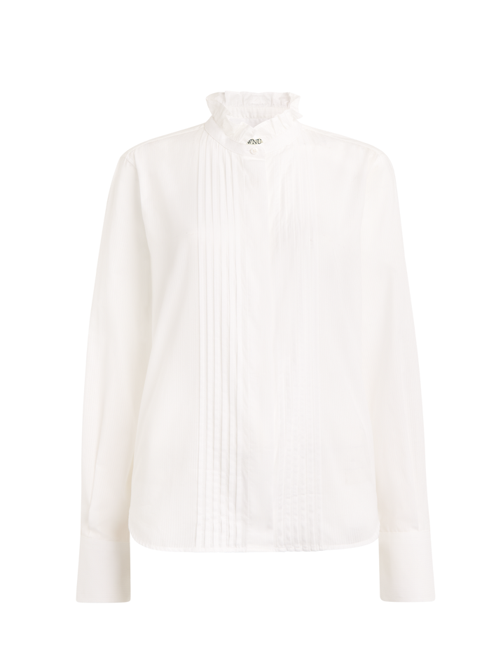 Pintuck Kew Blouse: Cotton Voile, White