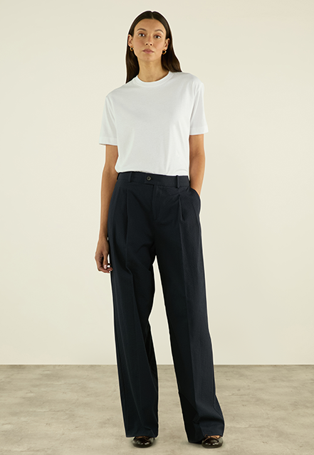 Rampling Trouser Seersucker Navy