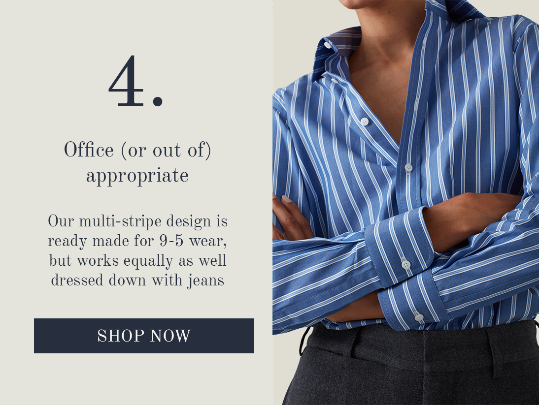 The Boyfriend Fine Poplin Blue Multi Stripe 