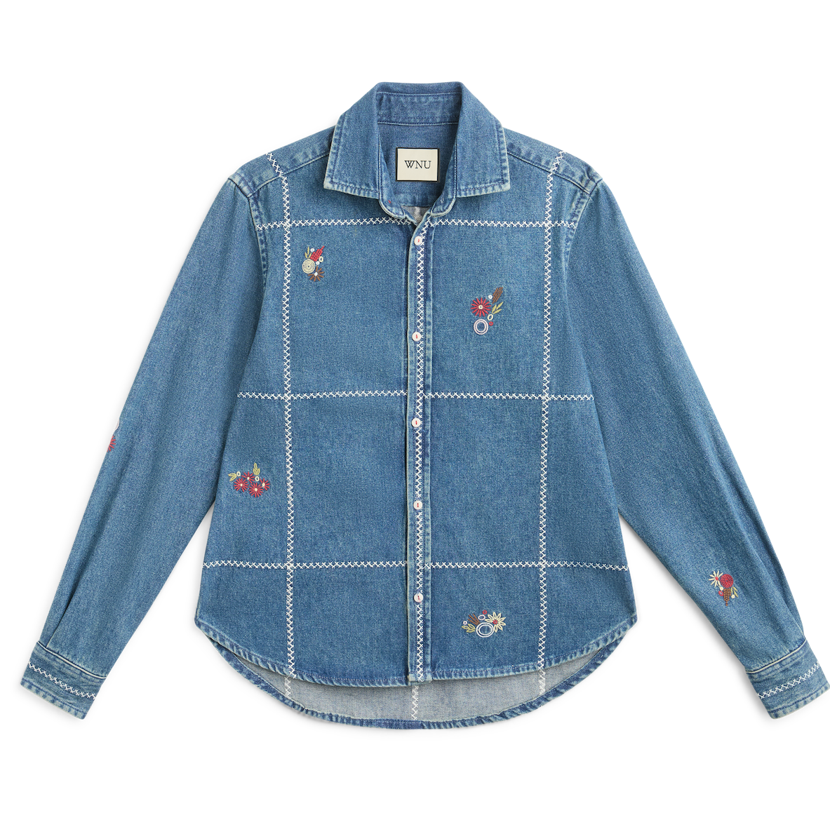 The Classic: Denim, Embroidered Shirt in 50% Organic Cotton, 50% Cotton