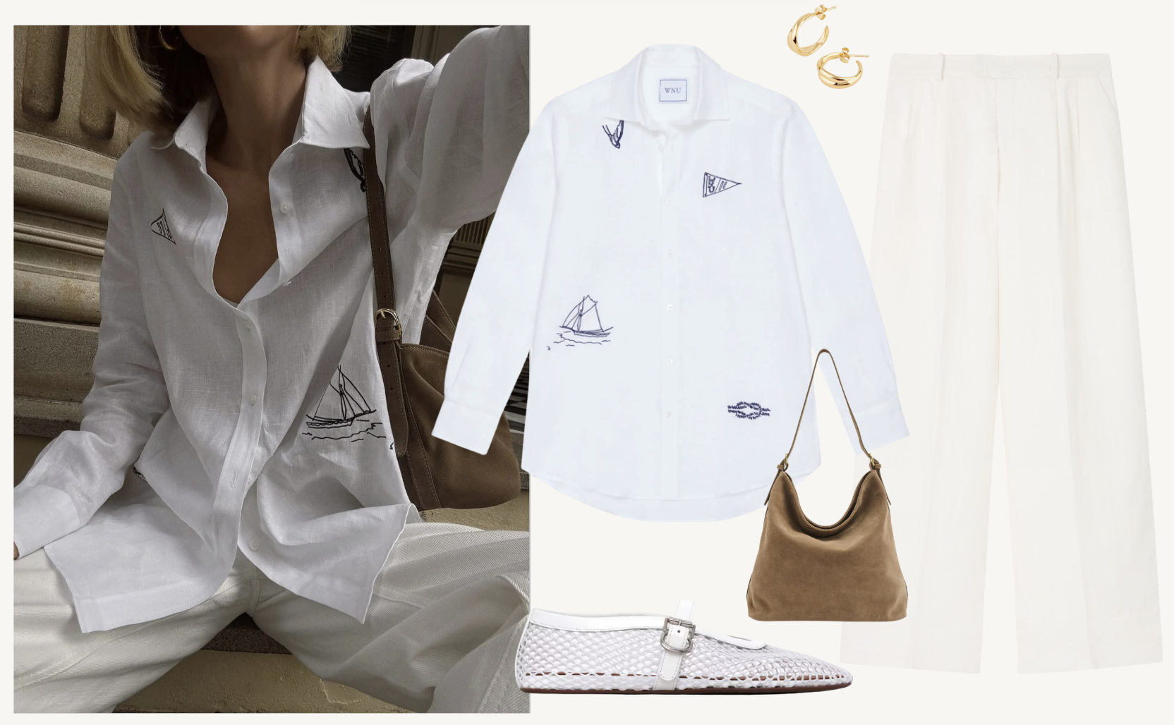 The Boyfriend Linen Marine Embroidery 