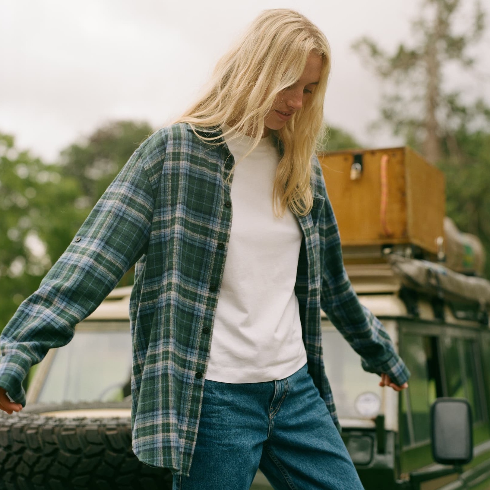 The Oversized: Thick Brushed, Blue and Green Check