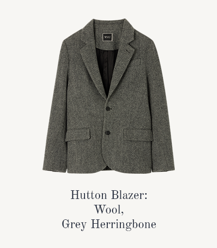 Hutton Blazer: Wool, Grey Herringbone